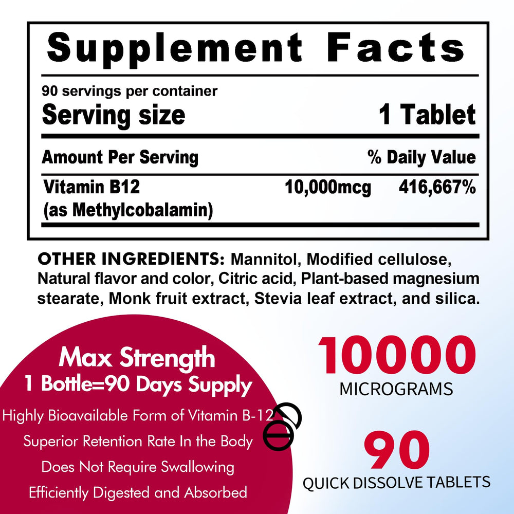 Nextdia B12 sublingual dissolving under the tongue for fast absorption.