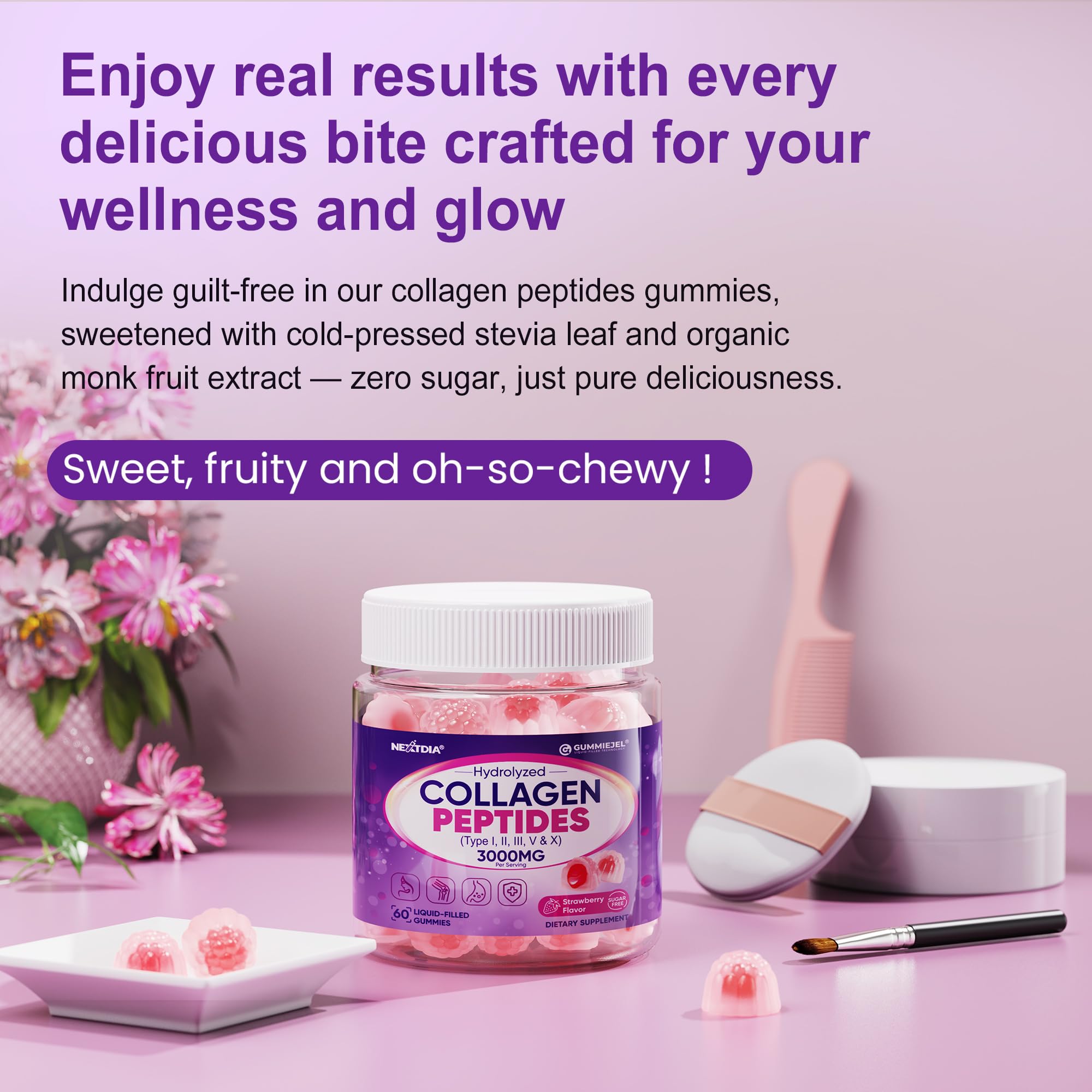 Nextdia collagen gummies soft chewy texture as a convenient alternative to pills