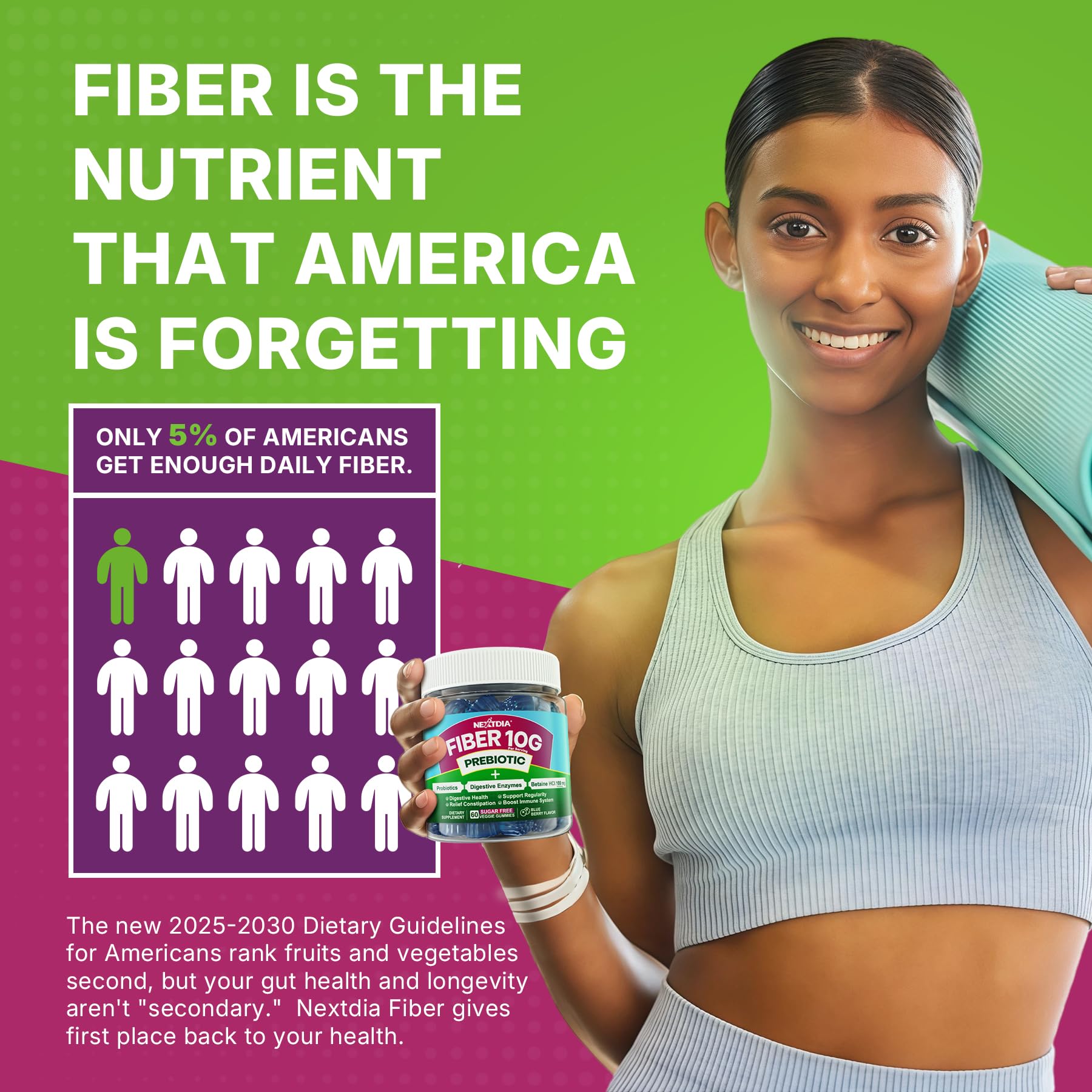 Nextdia Fiber Gummies portable bottle ready for on-the-go use