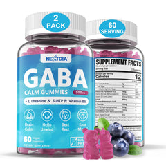 Nextdia GABA Gummies 500mg blueberry bottle for calm mood support.