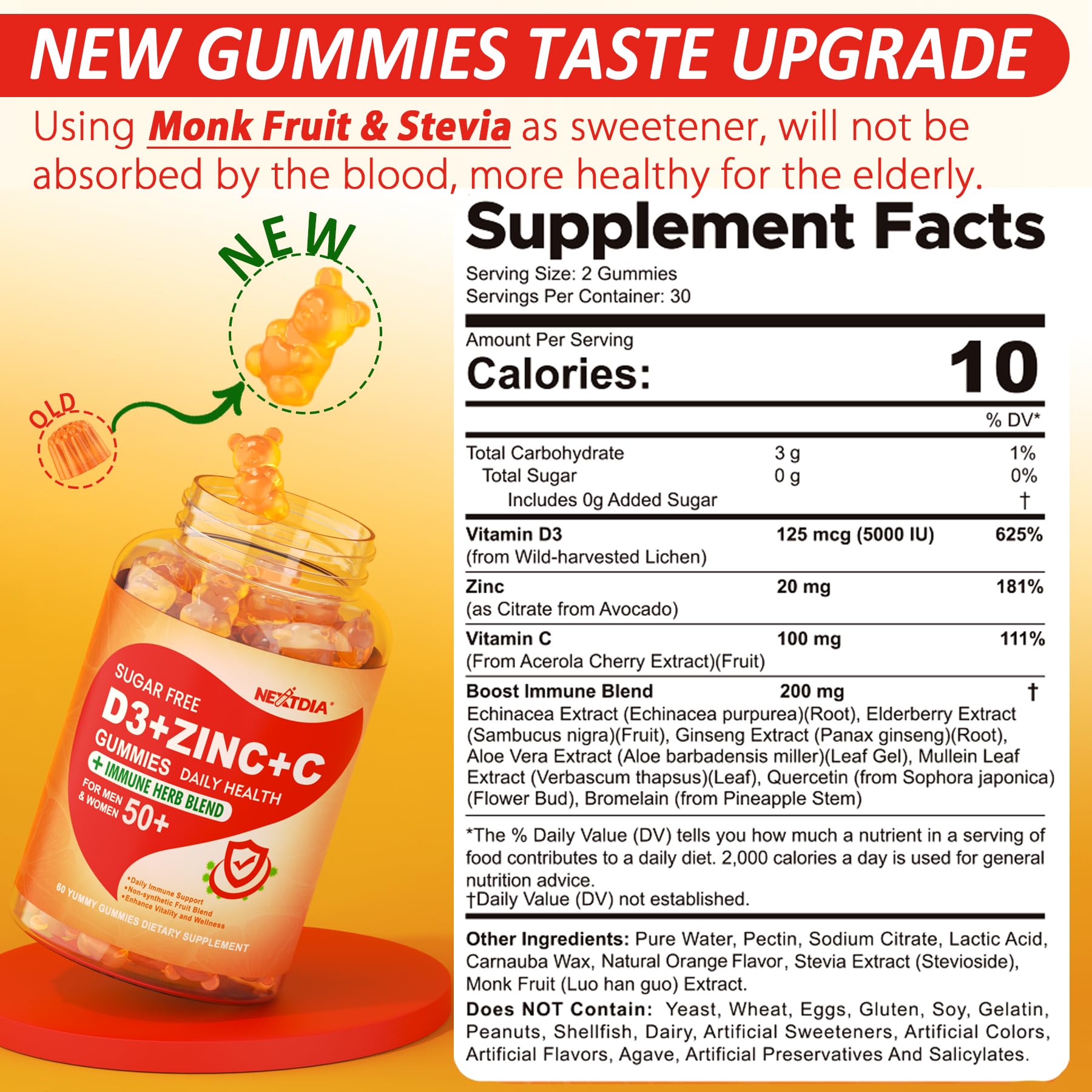 Nextdia immune gummies pack on shelf showcasing 9-in-1 formula.