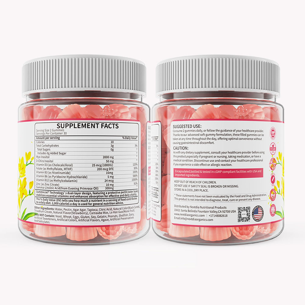 Nextdia Inositol Gummies serving drawer shows controlled portions for consistency.