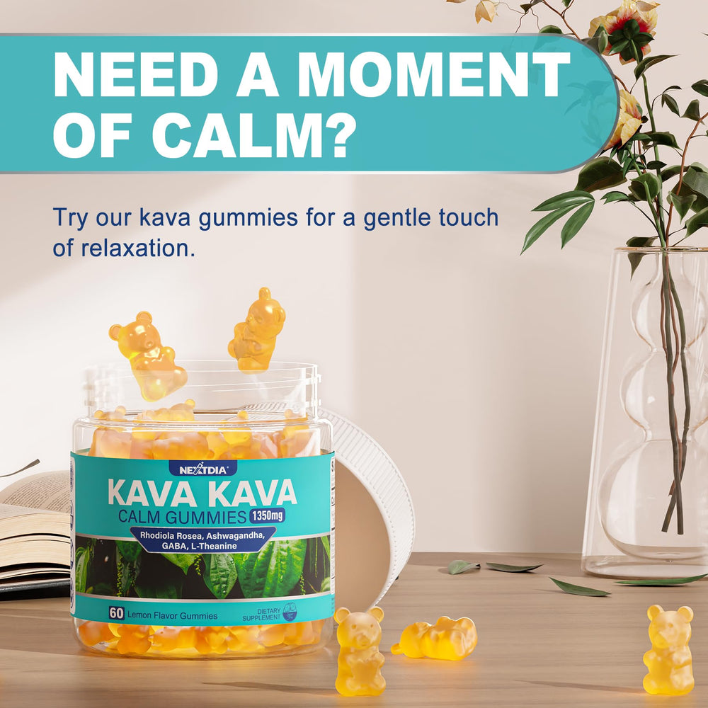 Nextdia Kava Kava Gummies lemon close-up highlighting chewy texture