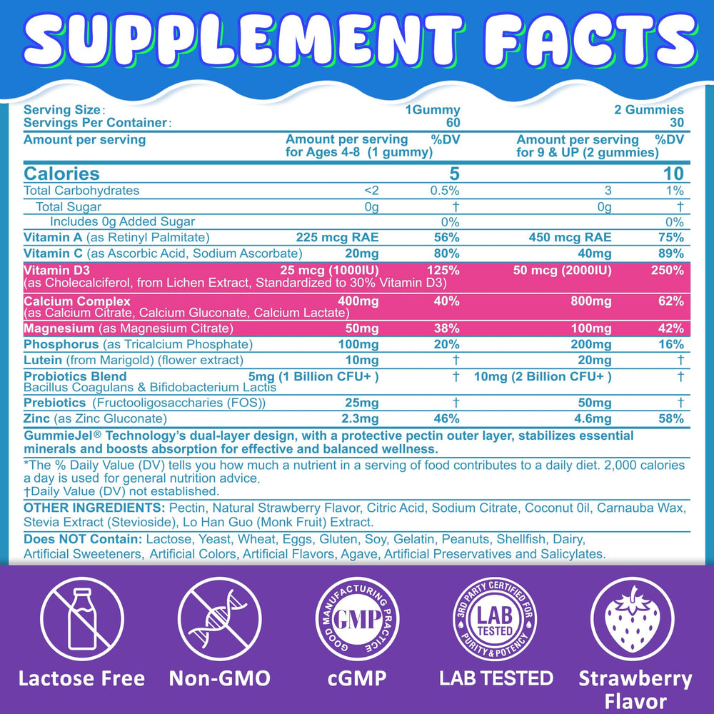 Nextdia Kids Calcium Gummies strawberry flavor for tasty daily bone support