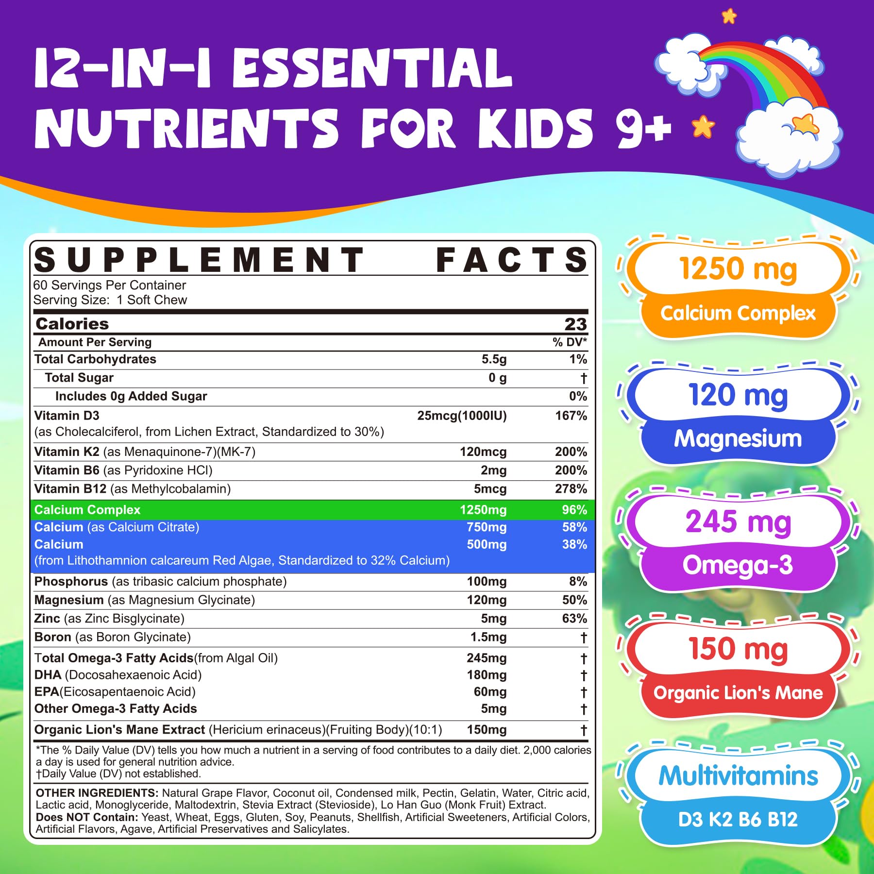 Nextdia Kids Calcium Soft Chews provide 12-in-1 nutrition for active kids.