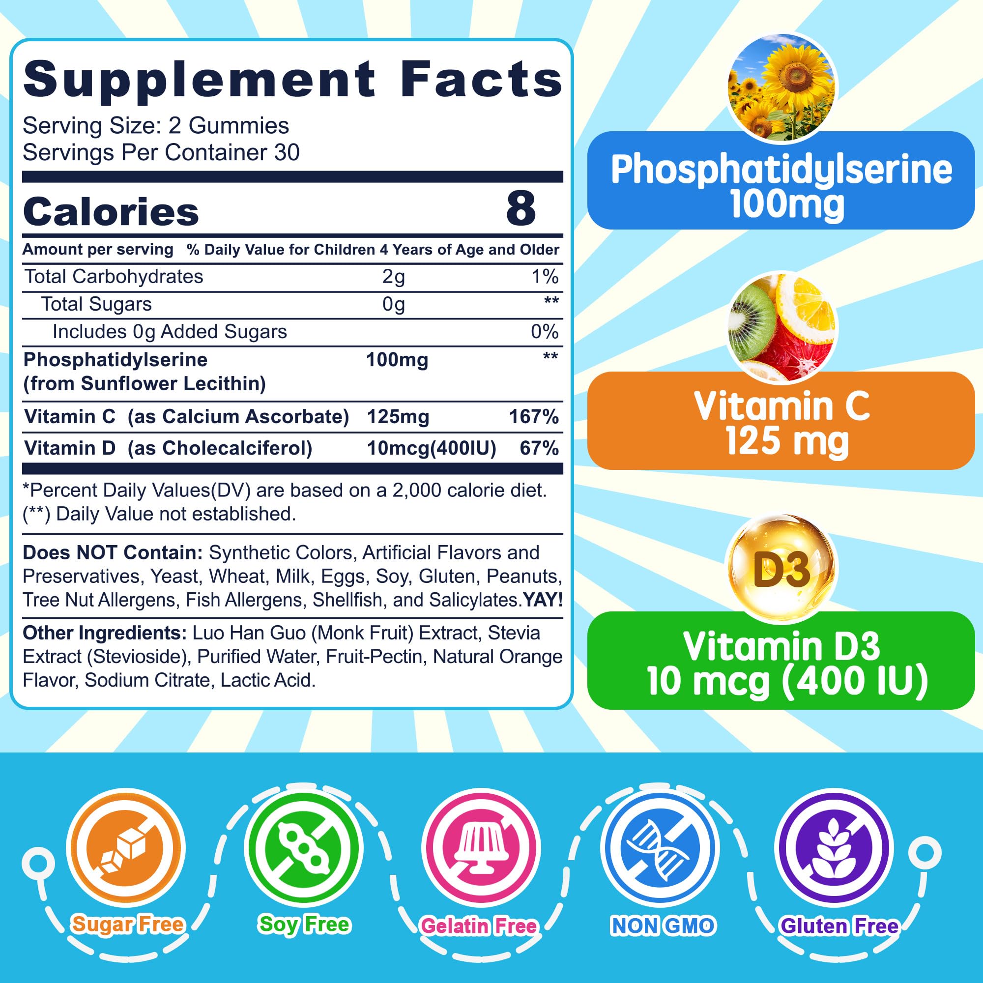 Nextdia kids focus gummies jar supporting memory and learning