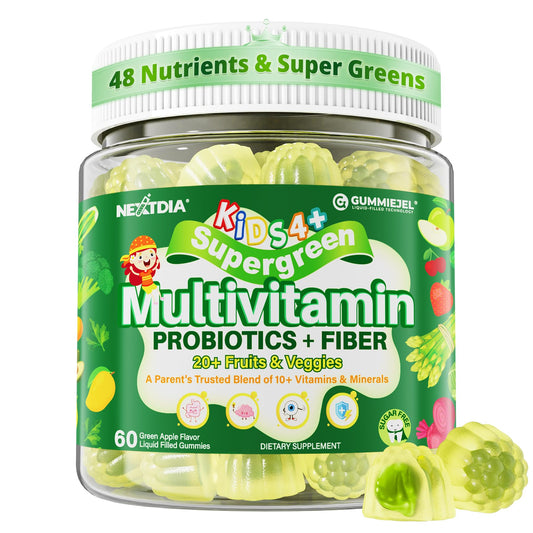 Nextdia Kids Multivitamin Gummies bottle with vegan, sugar-free formula for daily nutrition.