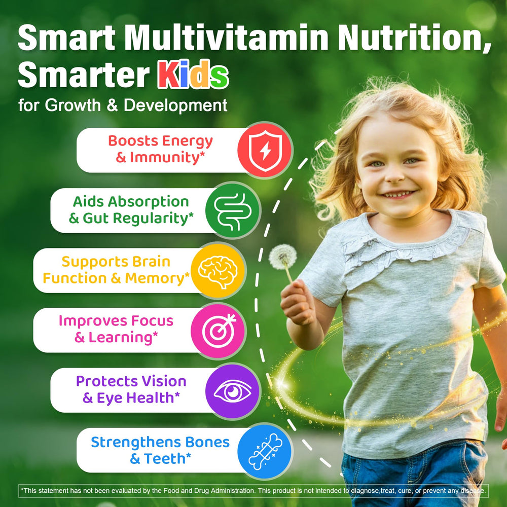 Nextdia Kids Multivitamin Gummies green-apple flavor display suggests kid-friendly daily use.