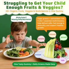 Nextdia Kids Multivitamin Gummies ingredients label reveals greens, fruits, and essential vitamins.