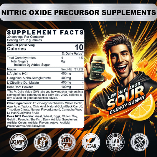 Closeup of Nextdia L-Arginine gummy showing chewy texture and flavor
