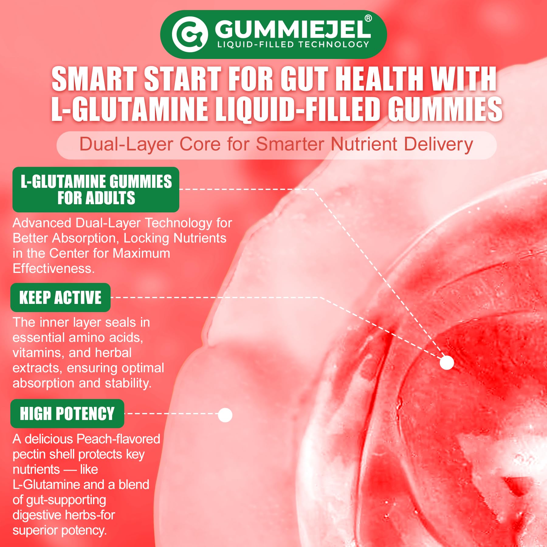 Nextdia L-Glutamine 1200mg packaging promotes vegan, allergen-free, sugar-free benefits.