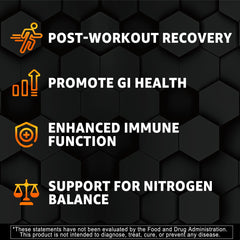 Nextdia L-Glutamine bottle label shows vegan and gelatin-free credentials.