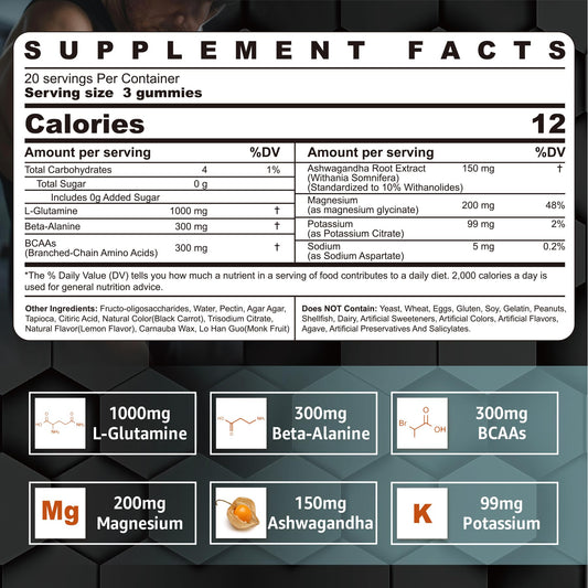 Nextdia L-Glutamine gummies close-up highlights chewy texture.
