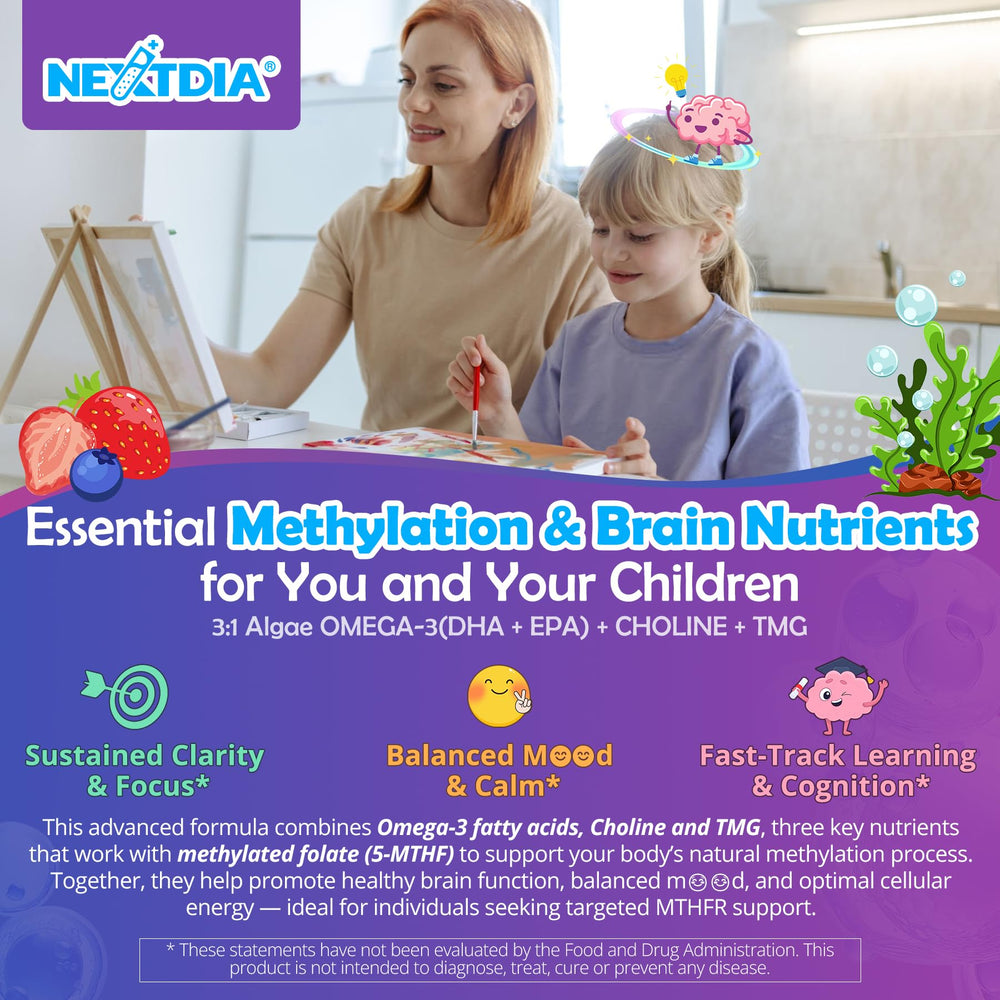 Nextdia bottle with label and dosing spoon suggests simple daily routine.