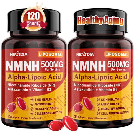 Nextdia Liposomal NMNH softgel bottle front for energy and aging support.