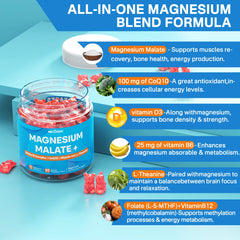 Nextdia Magnesium Malate Gummies pouring from bottle for a simple daily dose