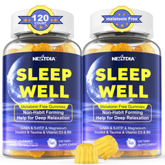 Nextdia melatonin-free sleep gummies bottle promotes calm evenings.