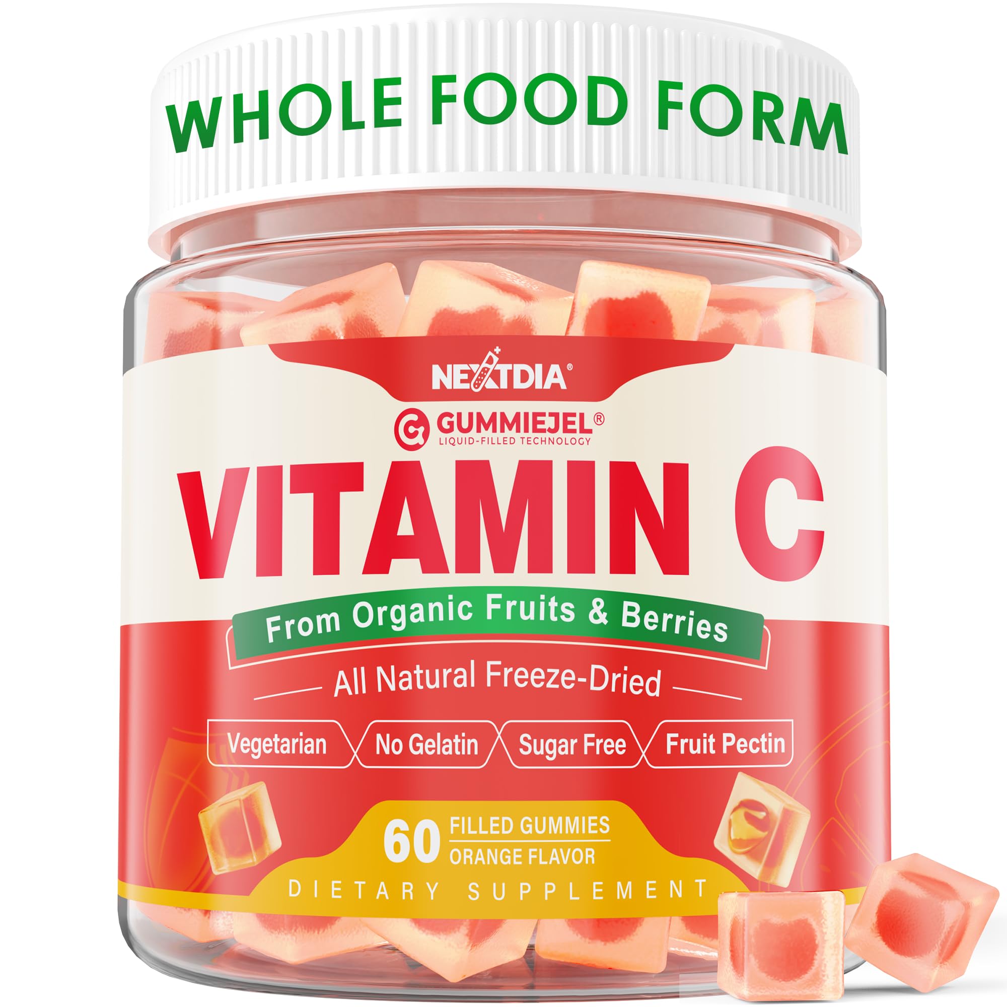 Nextdia Organic Vitamin C Gummies jar front for daily immune support