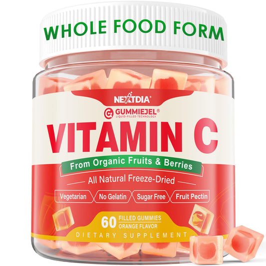 Nextdia Organic Vitamin C Gummies jar front for daily immune support