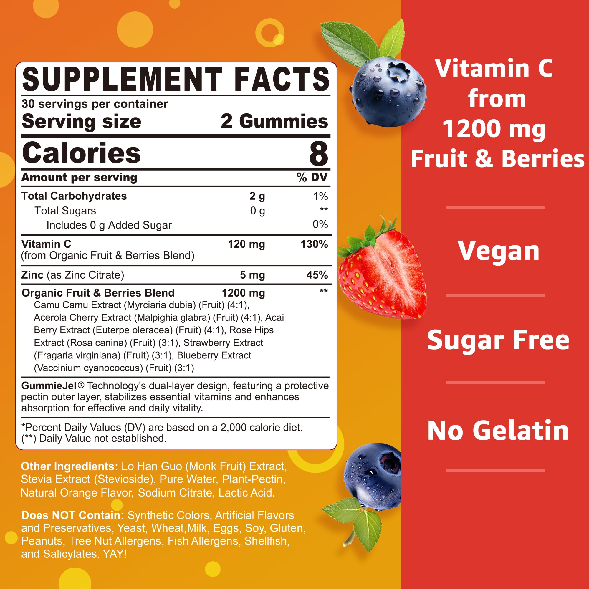 Nextdia Organic Vitamin C Gummies being poured for easy serving