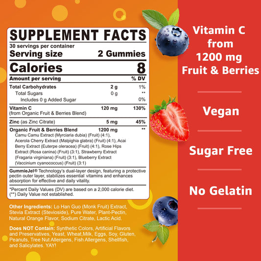 Nextdia Organic Vitamin C Gummies being poured for easy serving