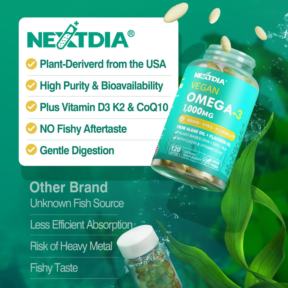 Plant-based omega-3 softgels ready for daily use