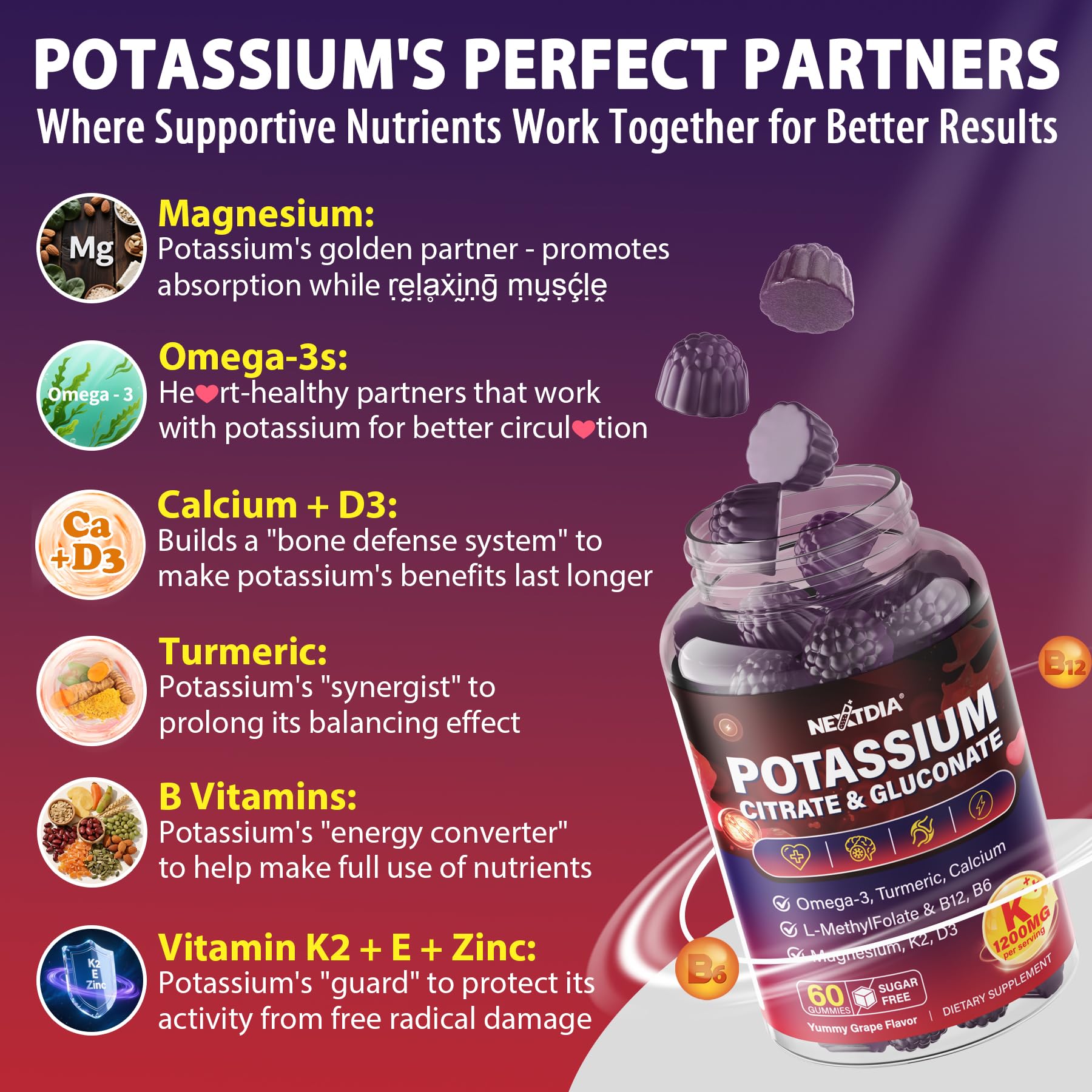 Nextdia bottle emphasizes omega-3 and magnesium for circulatory balance.