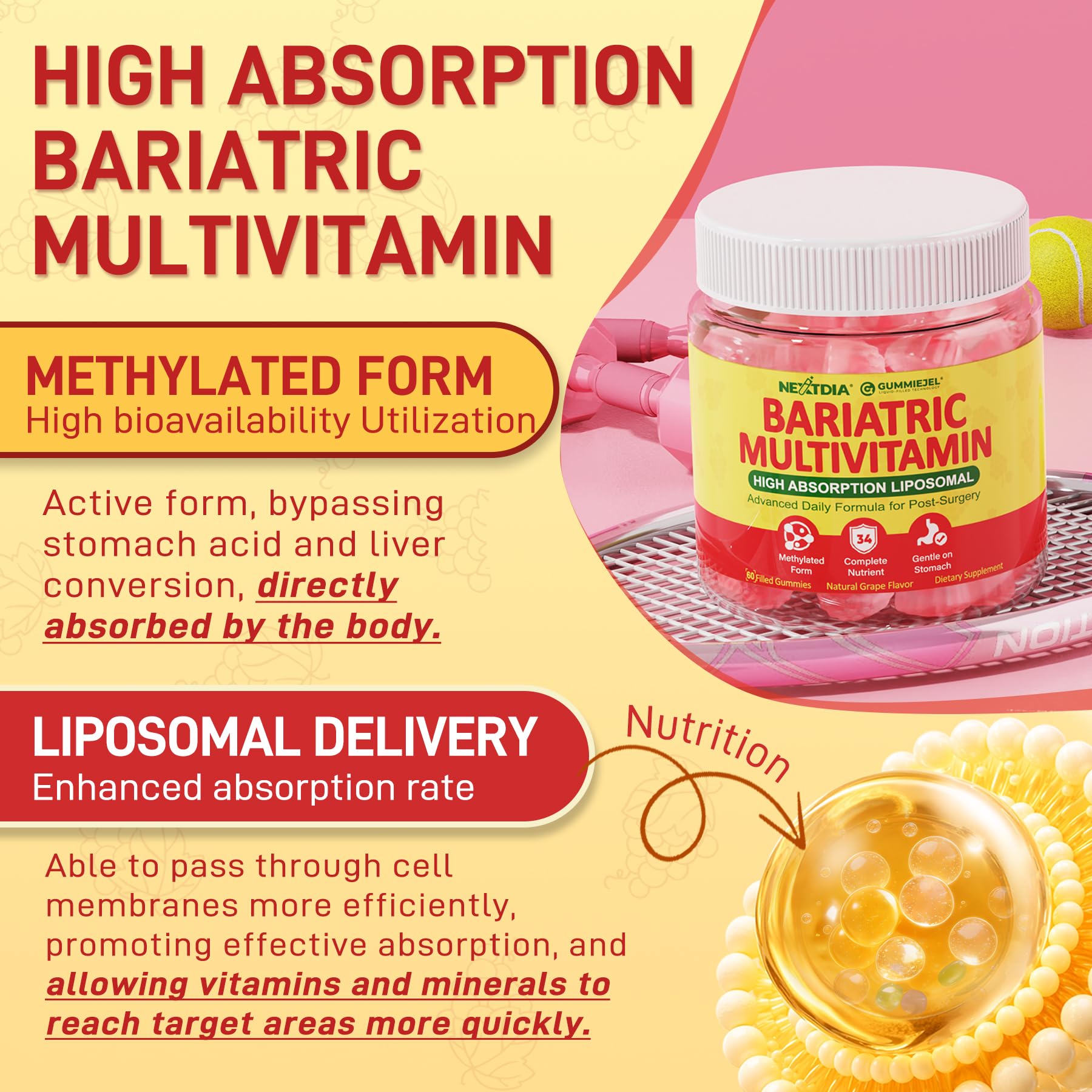 Nextdia probiotic digestive enzyme blend aids nutrient uptake after meals.