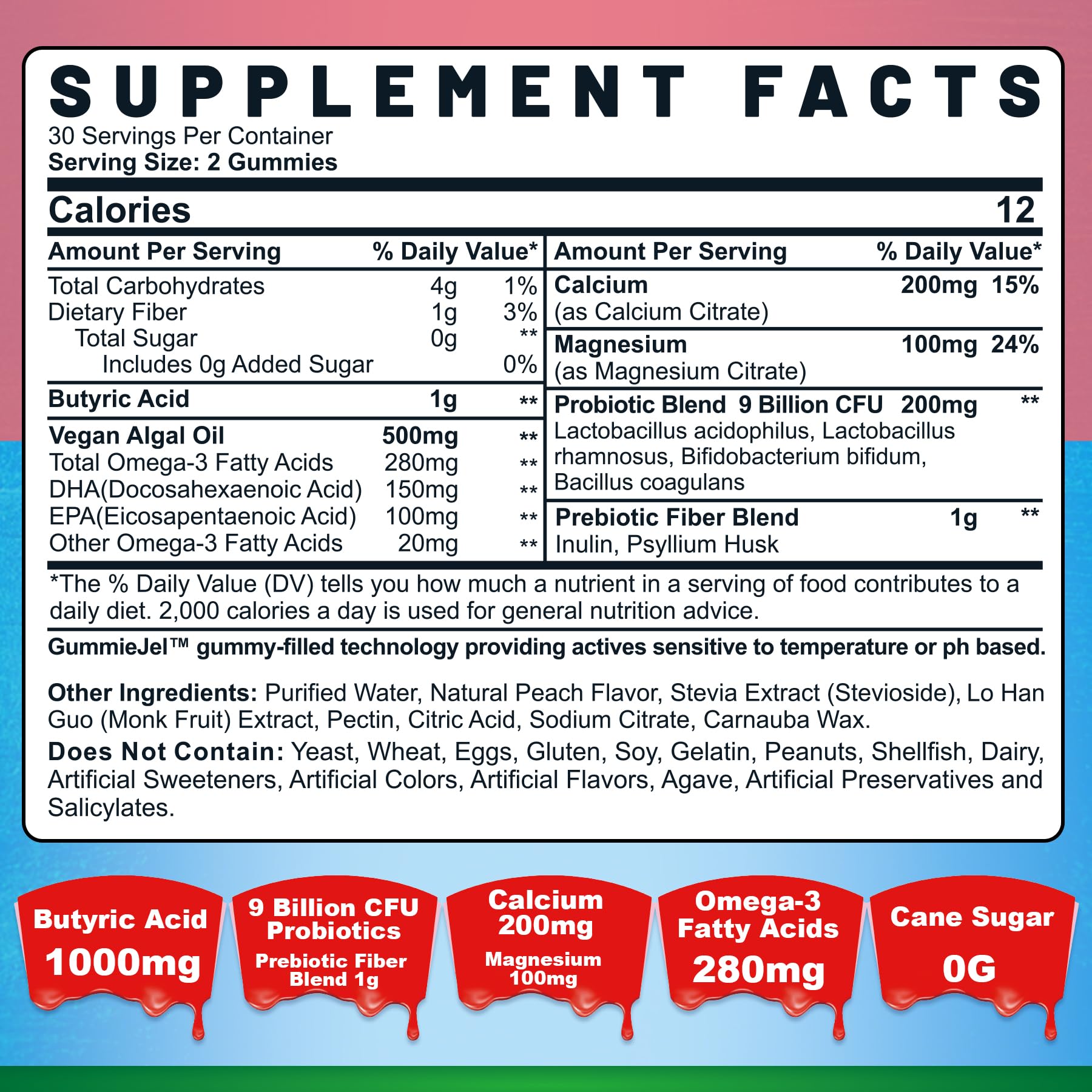Nextdia probiotic-prebiotic-postbiotic gummies showing peach center for microbiota balance