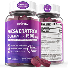 Nextdia Resveratrol 1500mg bottle with packaging for daily antioxidant support.