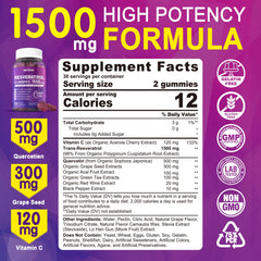 Nextdia Resveratrol Gummies 1500mg close-up highlighting tasty, easy daily chewables.