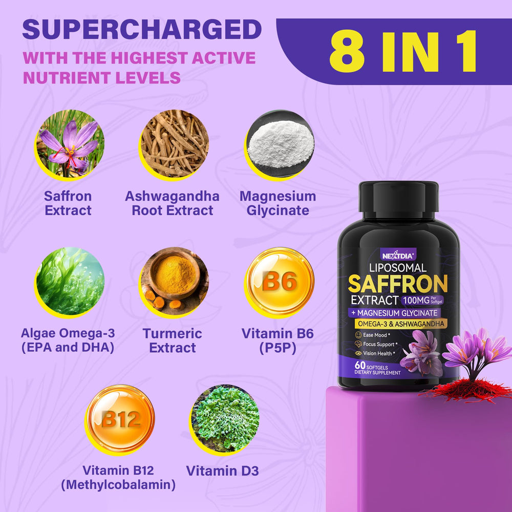 Nextdia saffron B vitamins D3 and B12 panel
