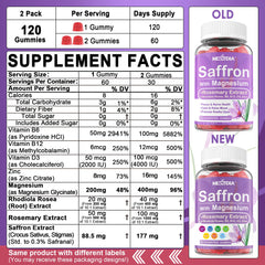 Nextdia saffron gummies label closeup highlighting premium ingredients for mood support.