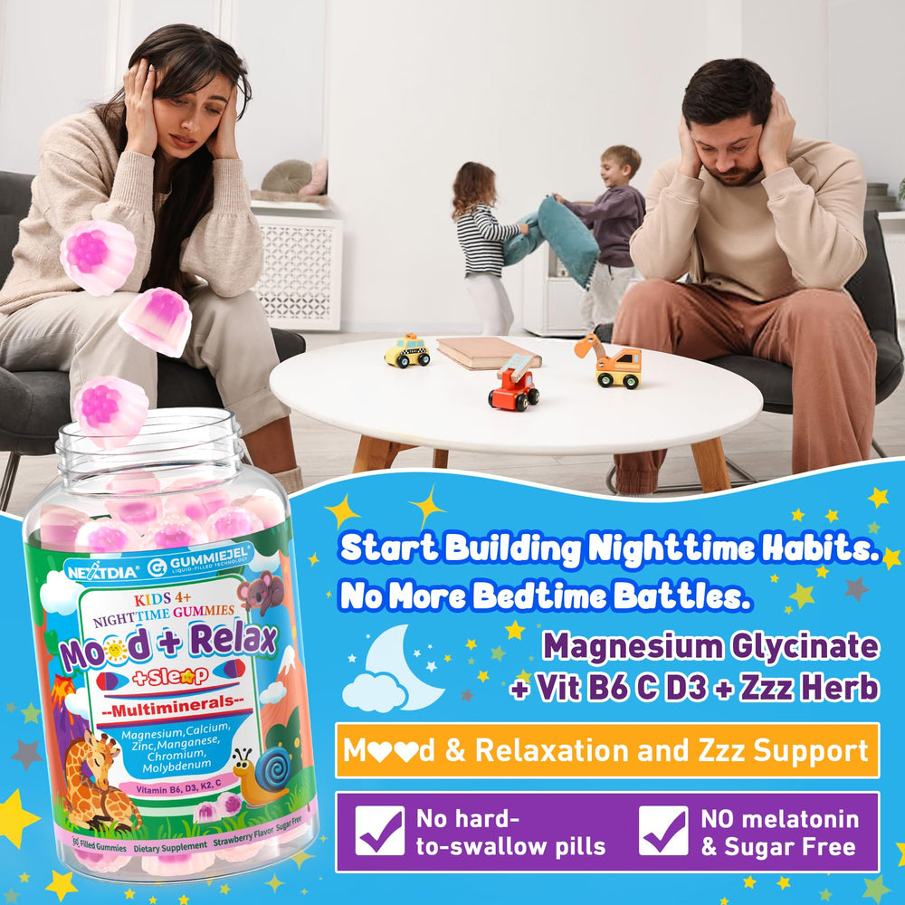 Nextdia Sleep Gummies on nightstand supporting a gentle bedtime routine.