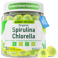Nextdia Spirulina-Chlorella Gummies bottle for daily greens and steady energy.