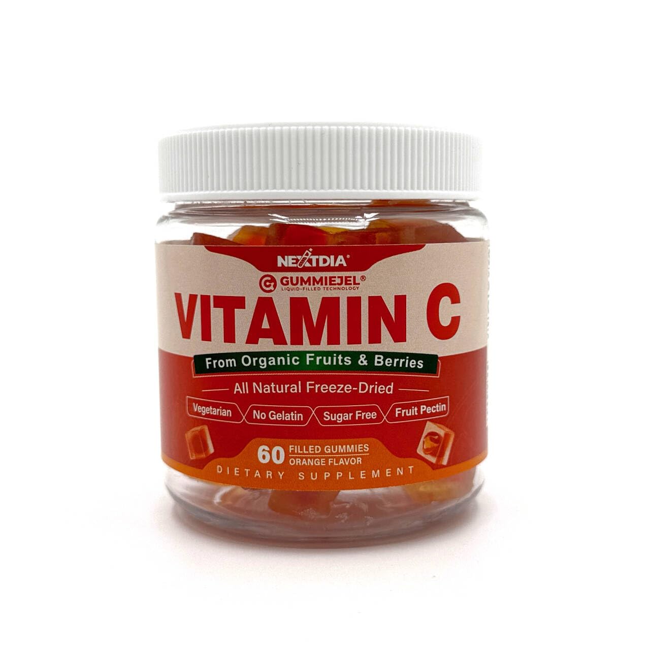 Nextdia sugar-free gummies emphasize gelatin-free formula.