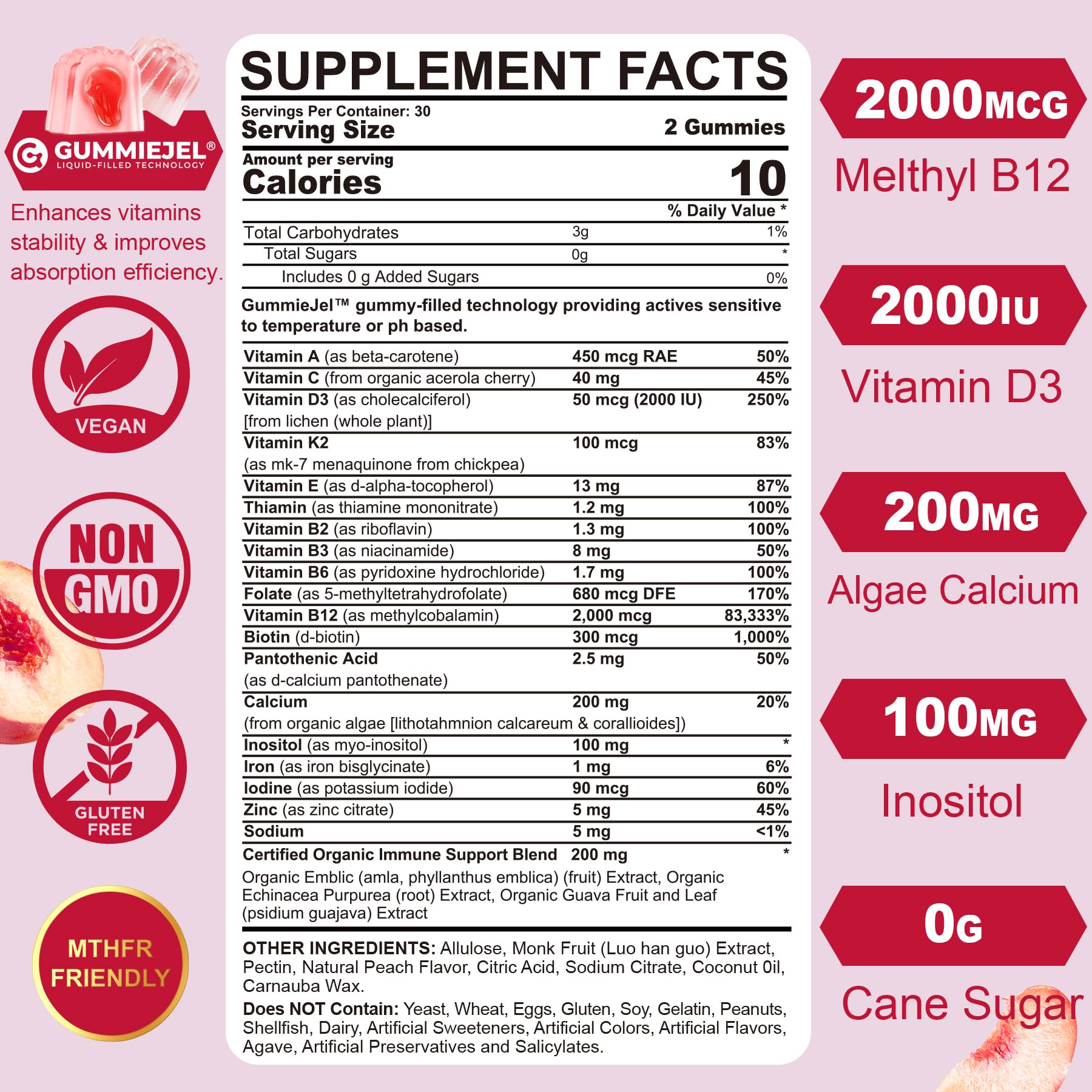 Nextdia sugar-free methylated multivitamin women gummies liquid-filled core closeup showing center delivery.
