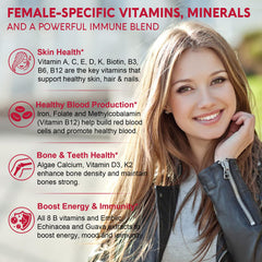 Nextdia vegan sugar-free multivitamin icons signaling allergen-free nutrition.