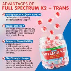 Nextdia Vitamin K2 Gummies MK7 MK4 blend visual showcasing full-spectrum formula