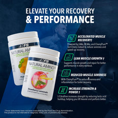 Closeup of NF Sports Natural Amino BCAAs label highlights blend