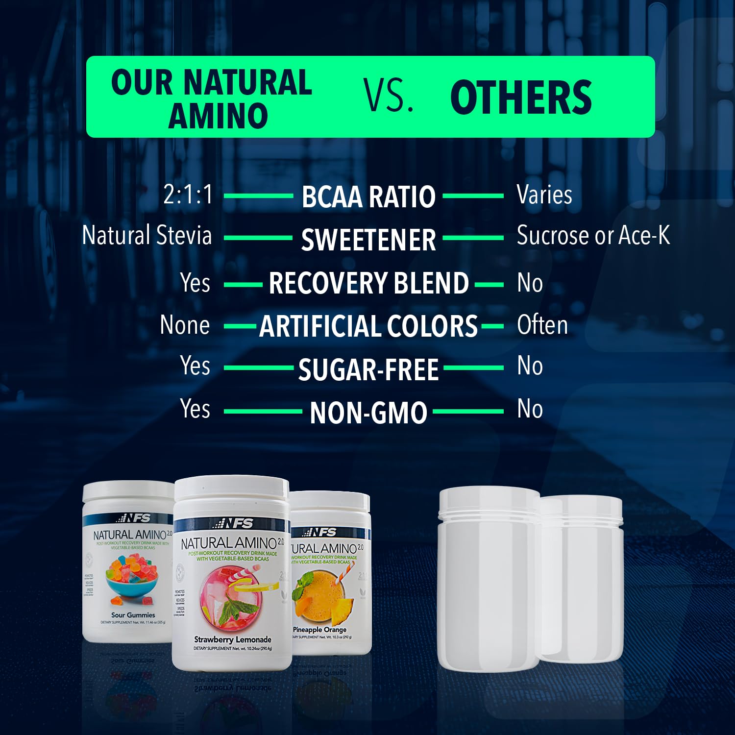 NF Sports Natural Amino Strawberry Lemonade visual hints at a thirst-quenching pre or post-workout option.