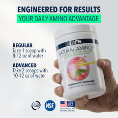NF Sports Natural Amino vegan and keto-friendly badge highlights inclusive wellness nutrition.