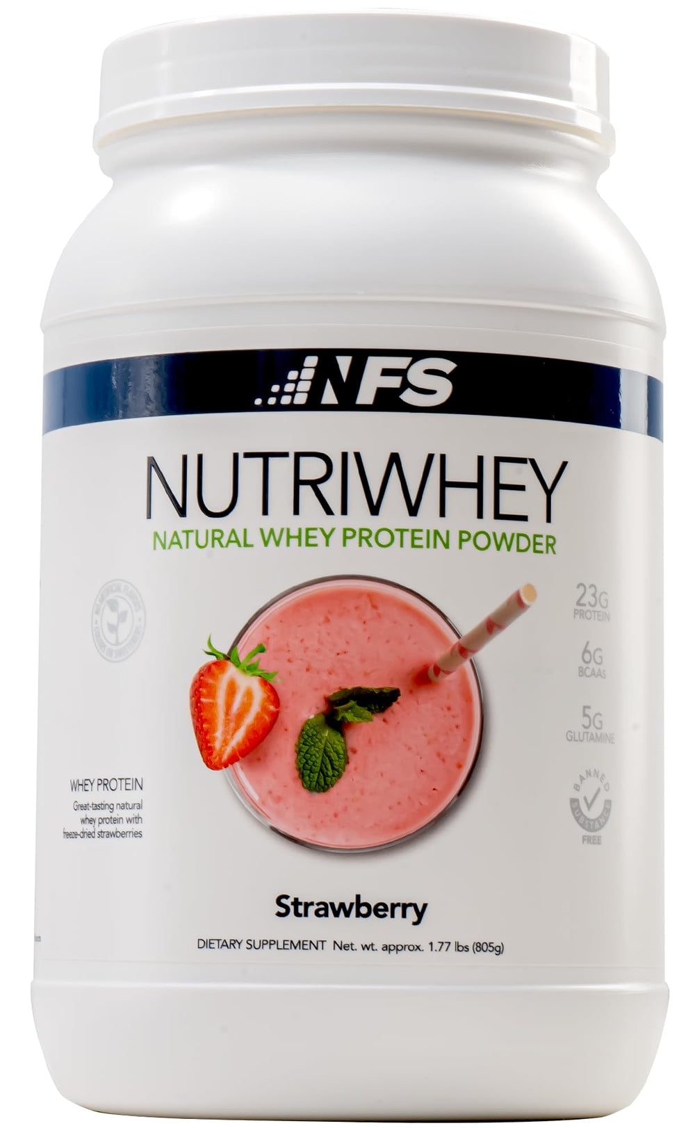 NF Sports Nutri Whey bottle highlights post-workout recovery potential.