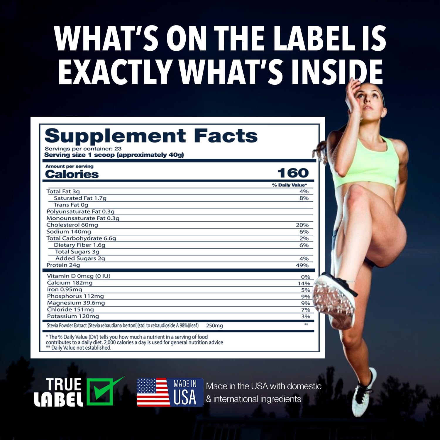 Nutrition facts close-up for informed protein choices.