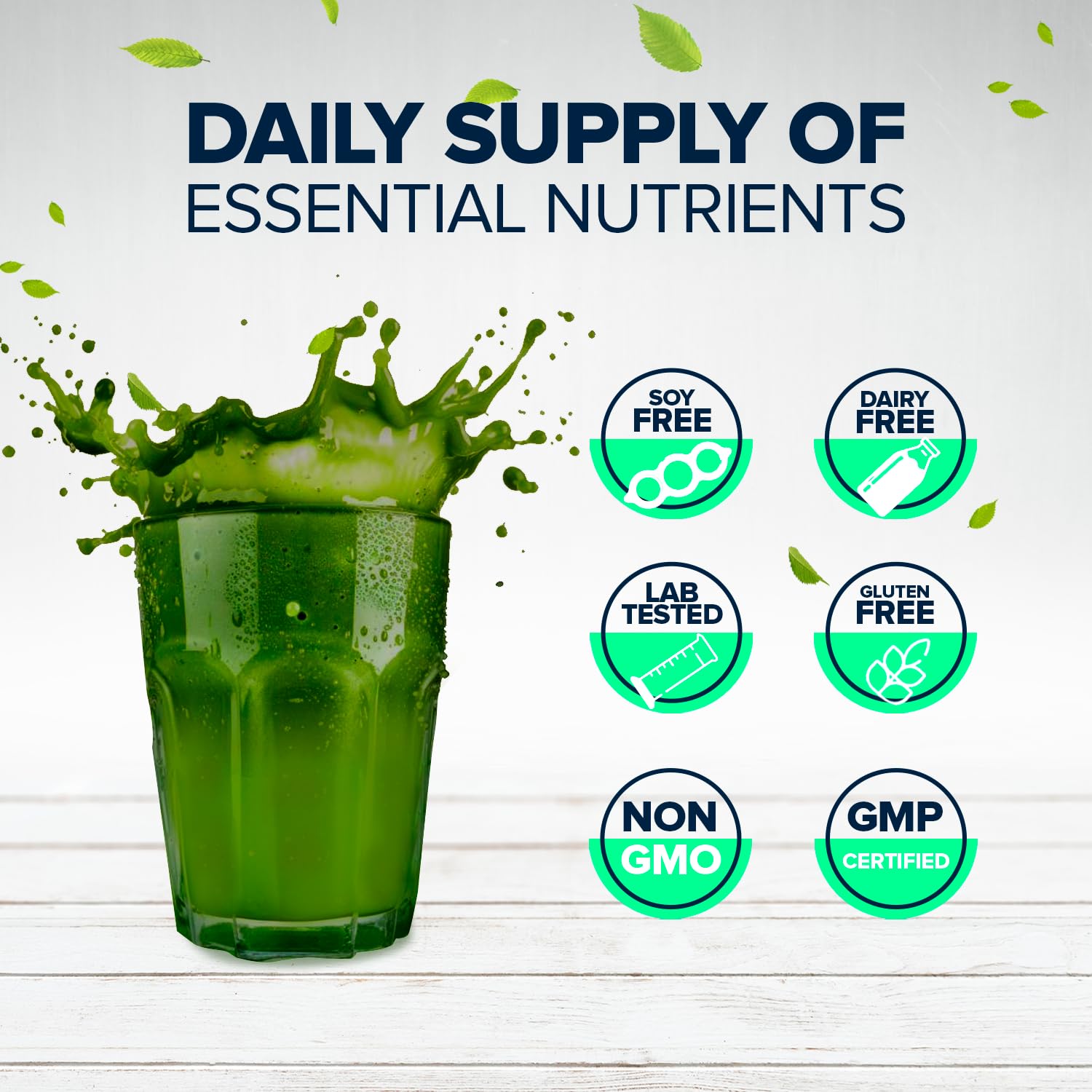 NF Sports Super Greens powder poured into water illustrates quick healthy hydration