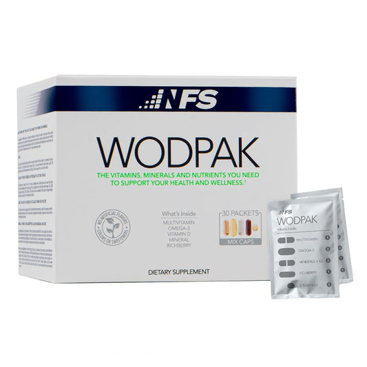 NF Sports WODPAK bottle with berry softgel vitamins for daily wellness