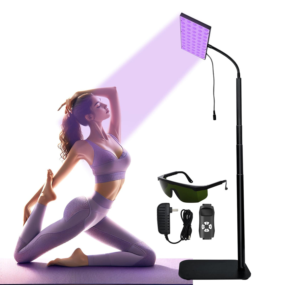 NFBMRSNC tanning lamp with adjustable stand for easy at-home setup and flexible positioning.