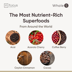 NFOCUS HEALTH Whole5 coffee berry powder image signals morning energy.