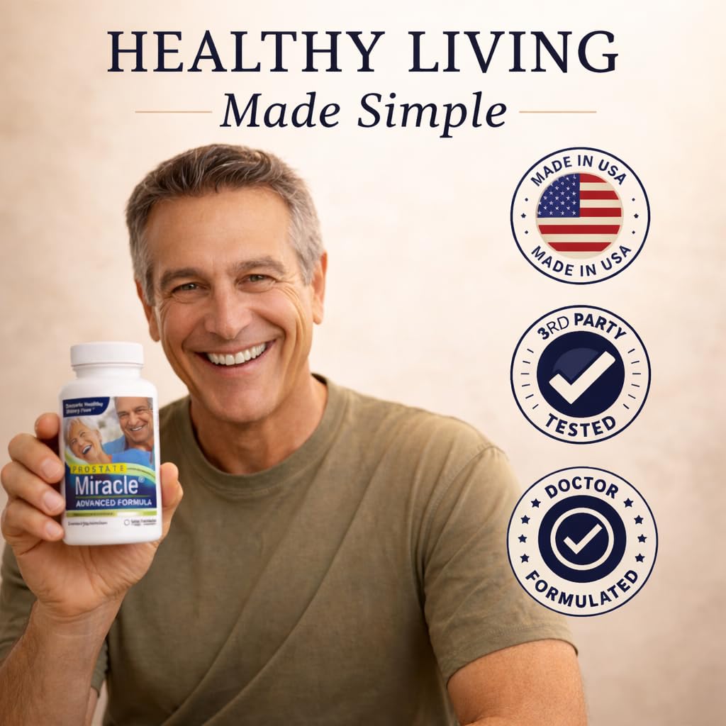 Two capsules shown as a simple daily routine for NHS Global Prostate Miracle
