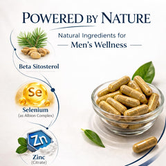 NHS Global Prostate Miracle label highlights pine-derived phytosterols for urinary support.